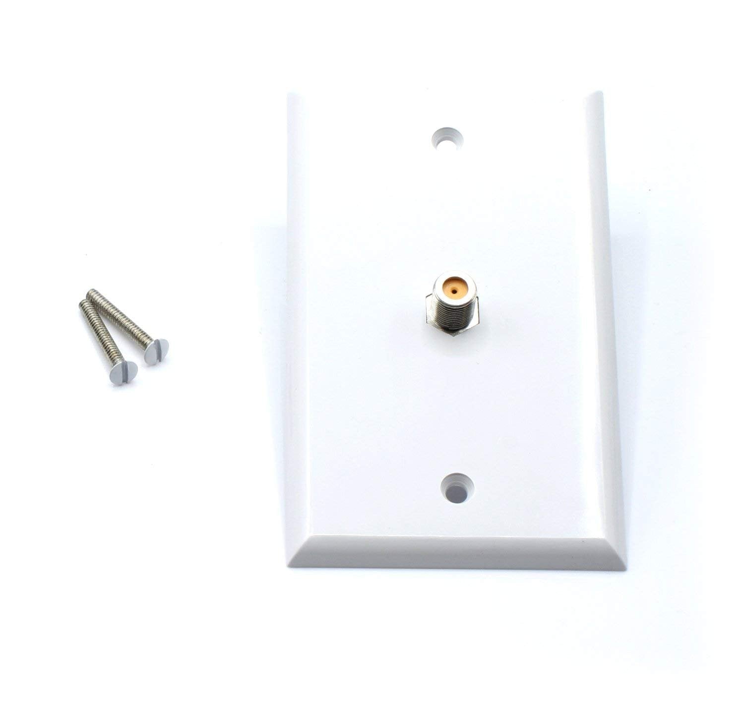 White Video Wall Jack for Coax Cable F Type Coaxial Wallplate (Wall Plate) - 3 GHz Coupler Approved for Comcast, DIRECTV, Satellite Dish, and Antennas (10 Pack)