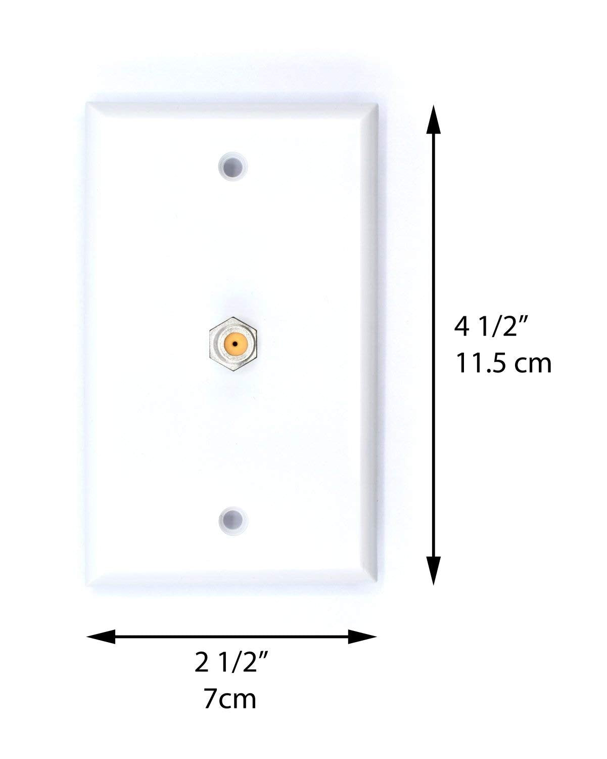 White Video Wall Jack for Coax Cable F Type Coaxial Wallplate (Wall Plate) - 3 GHz Coupler Approved for Comcast, DIRECTV, Satellite Dish, and Antennas (10 Pack)