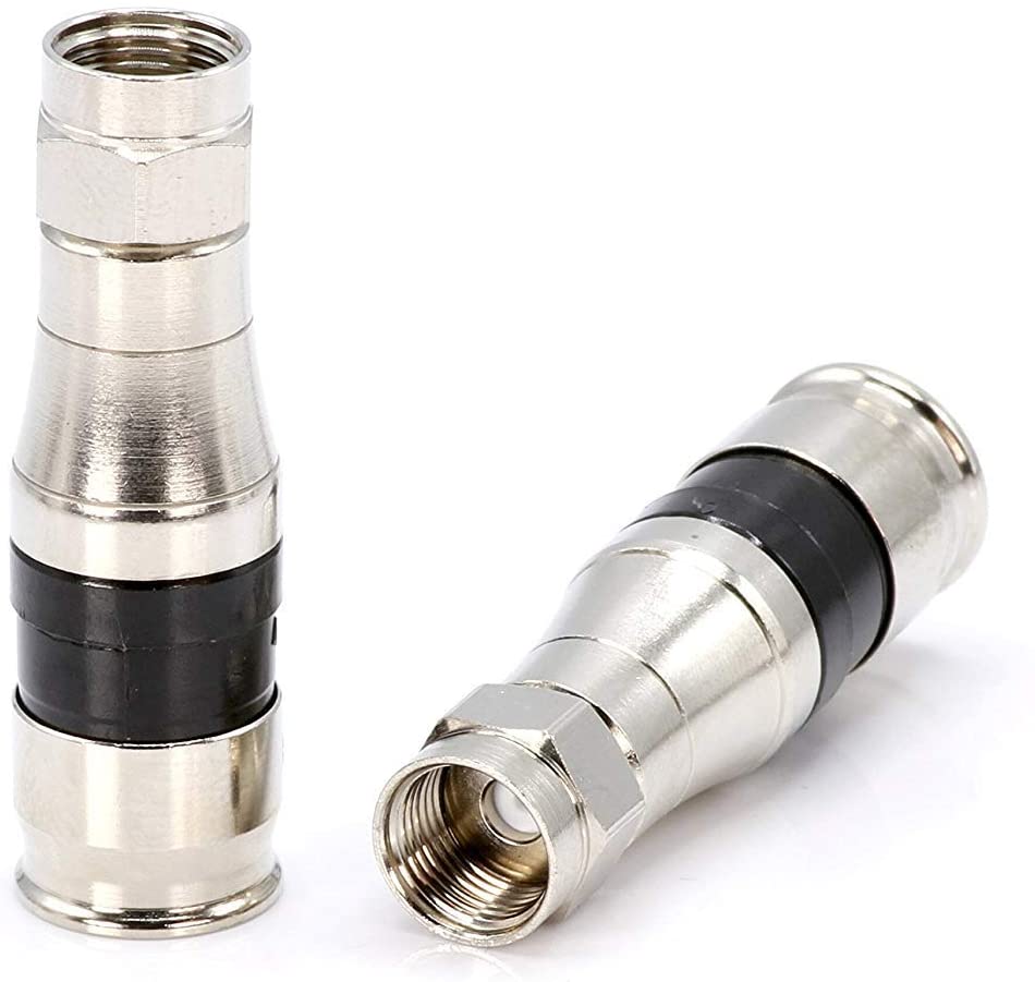 Coaxial Cable Compression Fitting - 10 Pack - for RG11 Coax Cable - with Weather Seal O Ring and Water Tight Grip