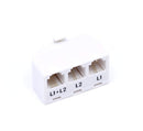 Telephone Line Splitter Adapter RJ11| Dual Line Separator 4 Conductor (WHITE)