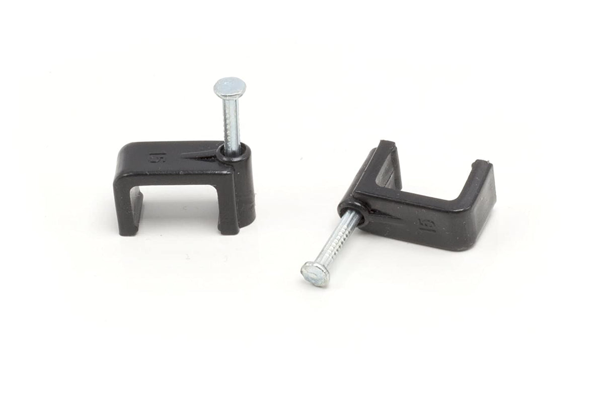 THE CIMPLE CO - Dual, Twin, or Siamese Coaxial Cable Clips, Cat6, Electrical Wire Cable Clip, 1/2 in Nail Clip and Fastener, Black (100 pieces per bag)