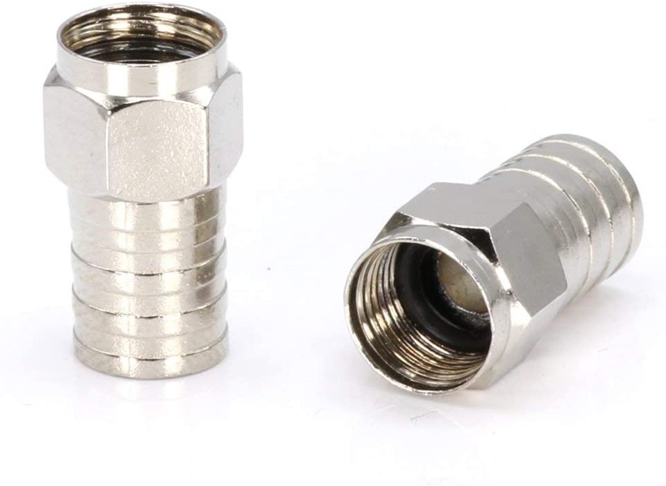 Coaxial Crimp Type Fitting / Connector - for RG6 Coax Cable - for easy installation (50 Pack)