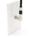 Coaxial Cable Right Angle Connector - 100 Pack - for Tight Corners and Flat Panel TV Mounting - 90 degree F Type Adapter for Coax Cable and Wall Plates