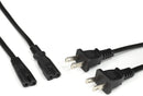 2 Slot Power Cord Two Pack - Includes Both Types: Polarized (Squared End) and Non-Polarized (Figure 8 End) - NEMA 1-15P to C7 C8 UL Listed - 18 AWG, 10 Amps, 125 Volts - 6 Feet (1.8 Meter), Black