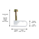 THE CIMPLE CO - Dual, Twin, or Siamese Coaxial Cable Clips, Cat6, Electrical Wire Cable Clip, 1/2 in Screw Clip and Fastener, White (50 pieces per bag)
