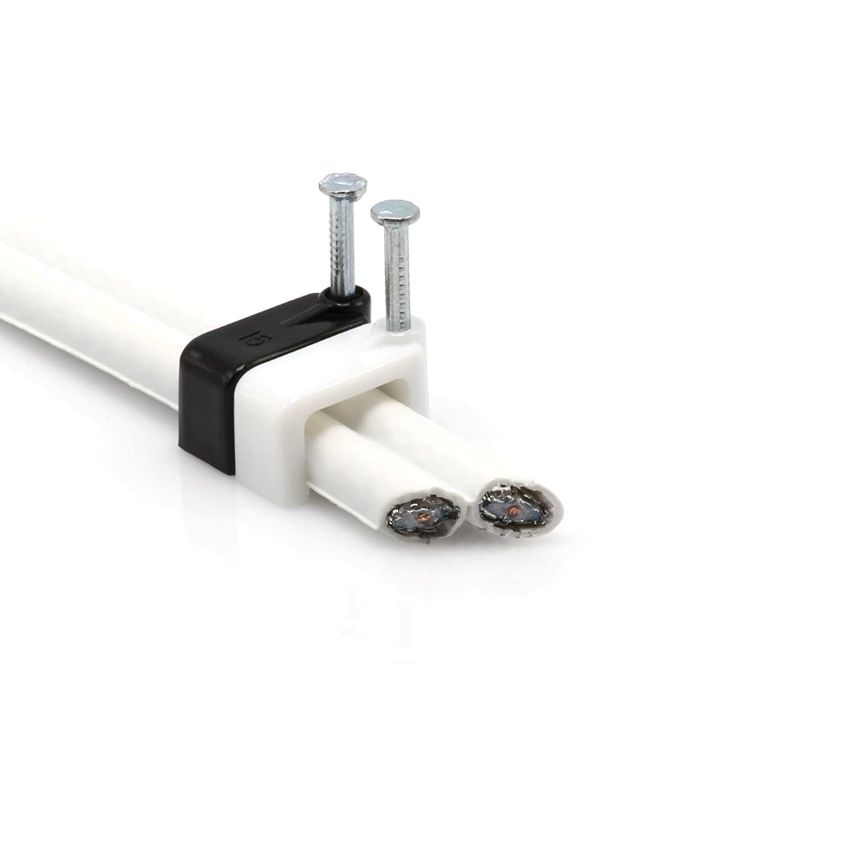 THE CIMPLE CO - Dual, Twin, or Siamese Coaxial Cable Clips, Cat6, Electrical Wire Cable Clip, 1/2 in Nail Clip and Fastener, White (100 pieces per bag)