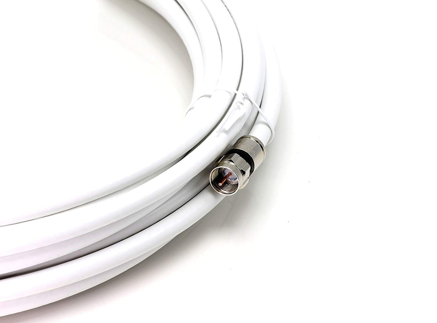 50' Feet, White RG6 Coaxial Cable (Coax Cable) | Made in the USA | F81 / RF
