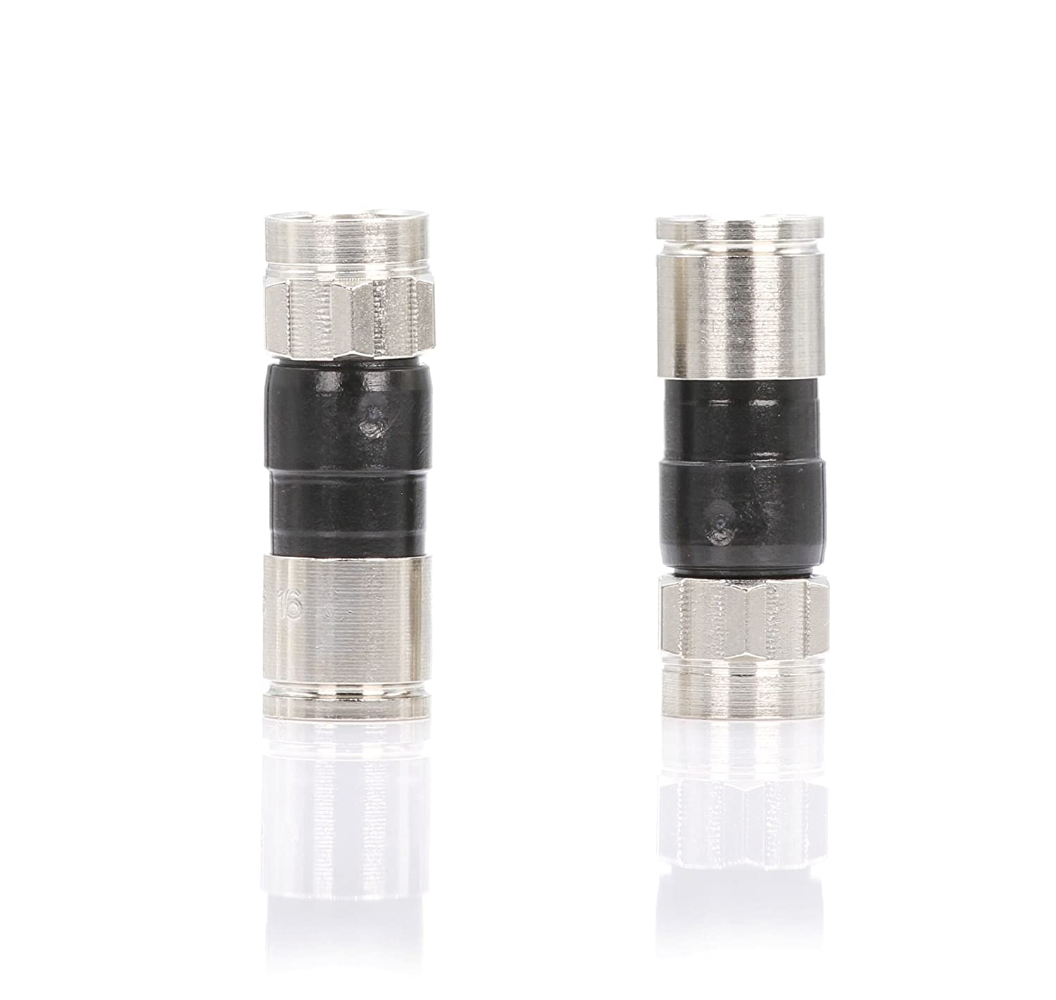 Coaxial Cable Compression Fitting - 4 Pack Connector - for RG6 Coax Cable - with Weather Seal O Ring and Water Tight Grip