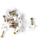Ribbed Plastic Conical Anchors and White Cable Screw Clips - For Concrete, Stucco, Brick, Drywall, and Similar - Kit of 50 Screw Clips, and 50 Anchors