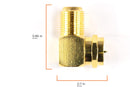 Gold Coaxial Cable Right Angle Connector - 50 Pack - for Tight Corners and Flat Panel TV Mounting - 90 degree F Type Adapter for Coax Cable and Wall Plates