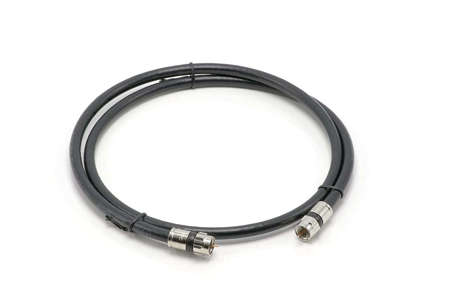 1' Feet, Black RG6 Coaxial Cable (Coax Cable) with Weather Proof Connectors, F81 / RF, Digital Coax - AV, Cable TV, Antenna, and Satellite, CL2 Rated, 1 Foot