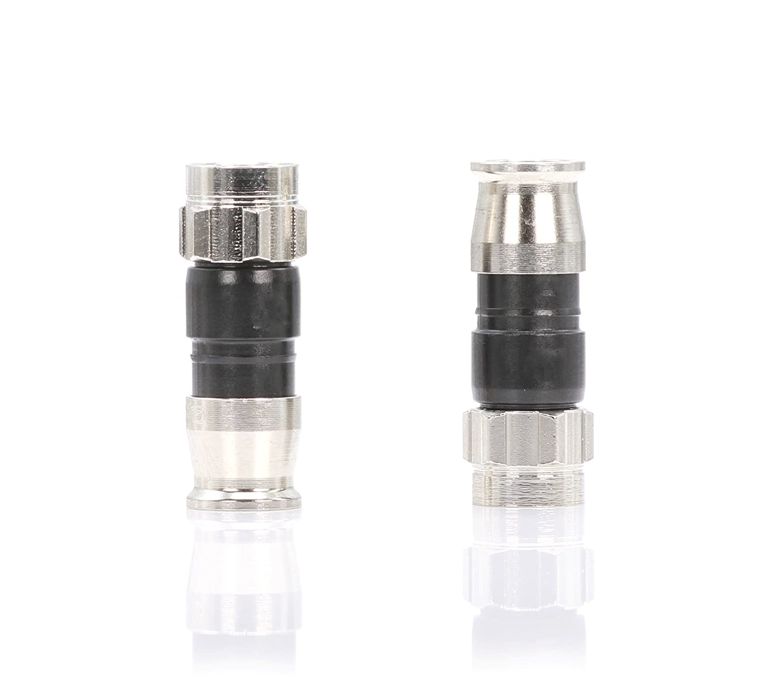 Coaxial Cable Compression Fitting - 25 Pack - Connector - for RG59 Coax Cable - with Weather Seal O Ring and Water Tight Grip