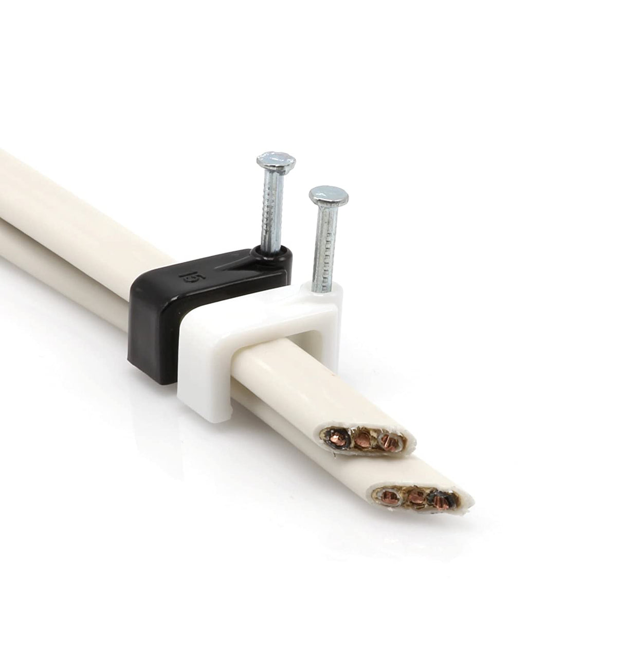 THE CIMPLE CO - Dual, Twin, or Siamese Coaxial Cable Clips, Cat6, Electrical Wire Cable Clip, 1/2 in Nail Clip and Fastener, Black (100 pieces per bag)