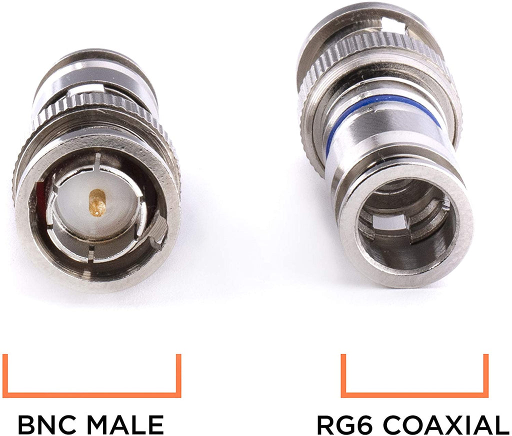 20 Pack BNC Compression Connectors For RG6 Coax Cable – Quad Shield CCTV – LOGICO