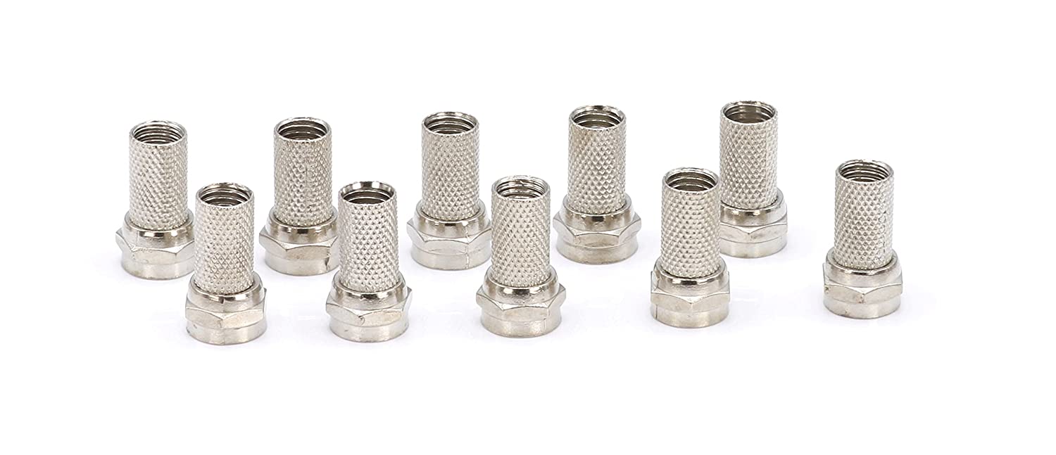 Coaxial Cable Screw on Connector (Twist on Connector / Fitting) for RG59 Coaxial Cable. Easy Installation, No Tools Required. Pack of 10