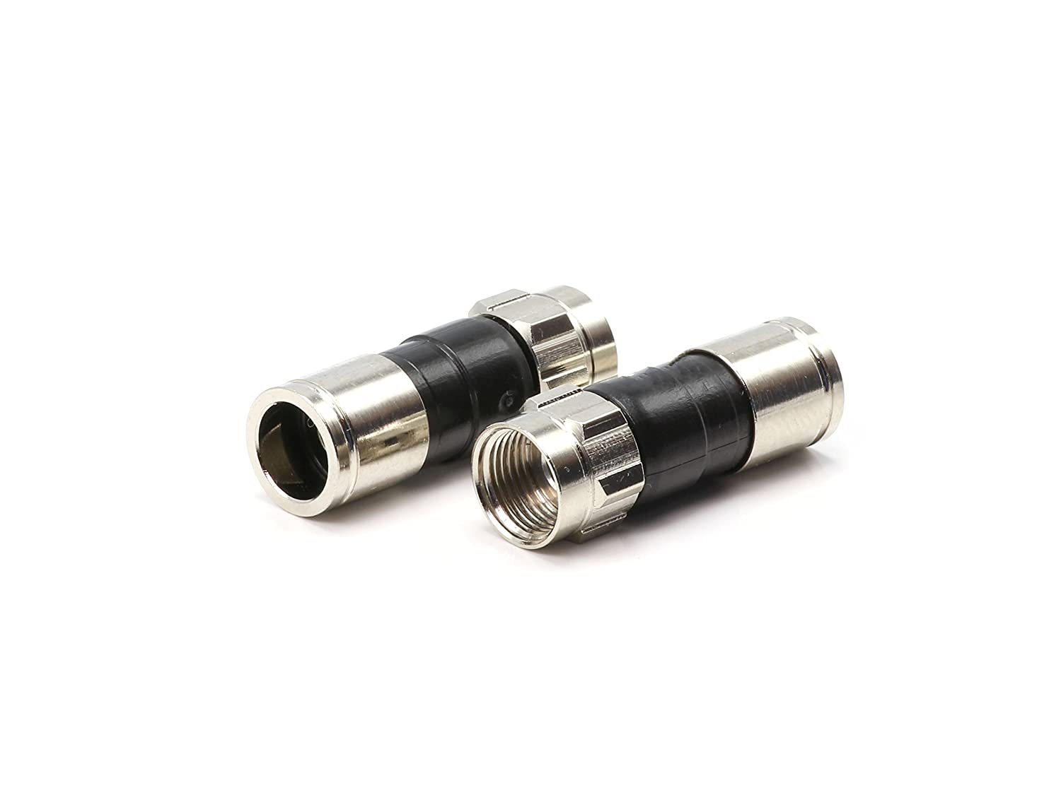 Coaxial Cable Compression Fitting - 10 Pack Connector - for RG6 Coax Cable - with Weather Seal O Ring and Water Tight Grip