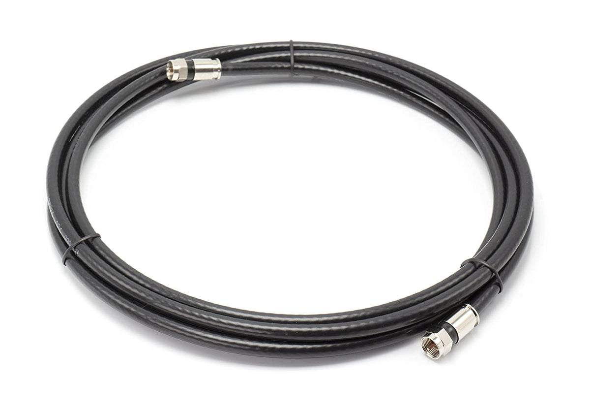 25' Feet, Black RG6 Coaxial Cable (Coax Cable) with Weather Proof Connectors, F81 / RF, Digital Coax - AV, Cable TV, Antenna, and Satellite, CL2 Rated, 25 Foot