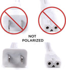 Figure 8 Power Cord (2 Prong) with Copper Wire Core - Non Polarized for Satellite, CATV, Game Systems, and More - NEMA 1-15P to C7 C8 / IEC 320 - UL Listed - White, 15 Feet (4.5 Meter) Power Cable