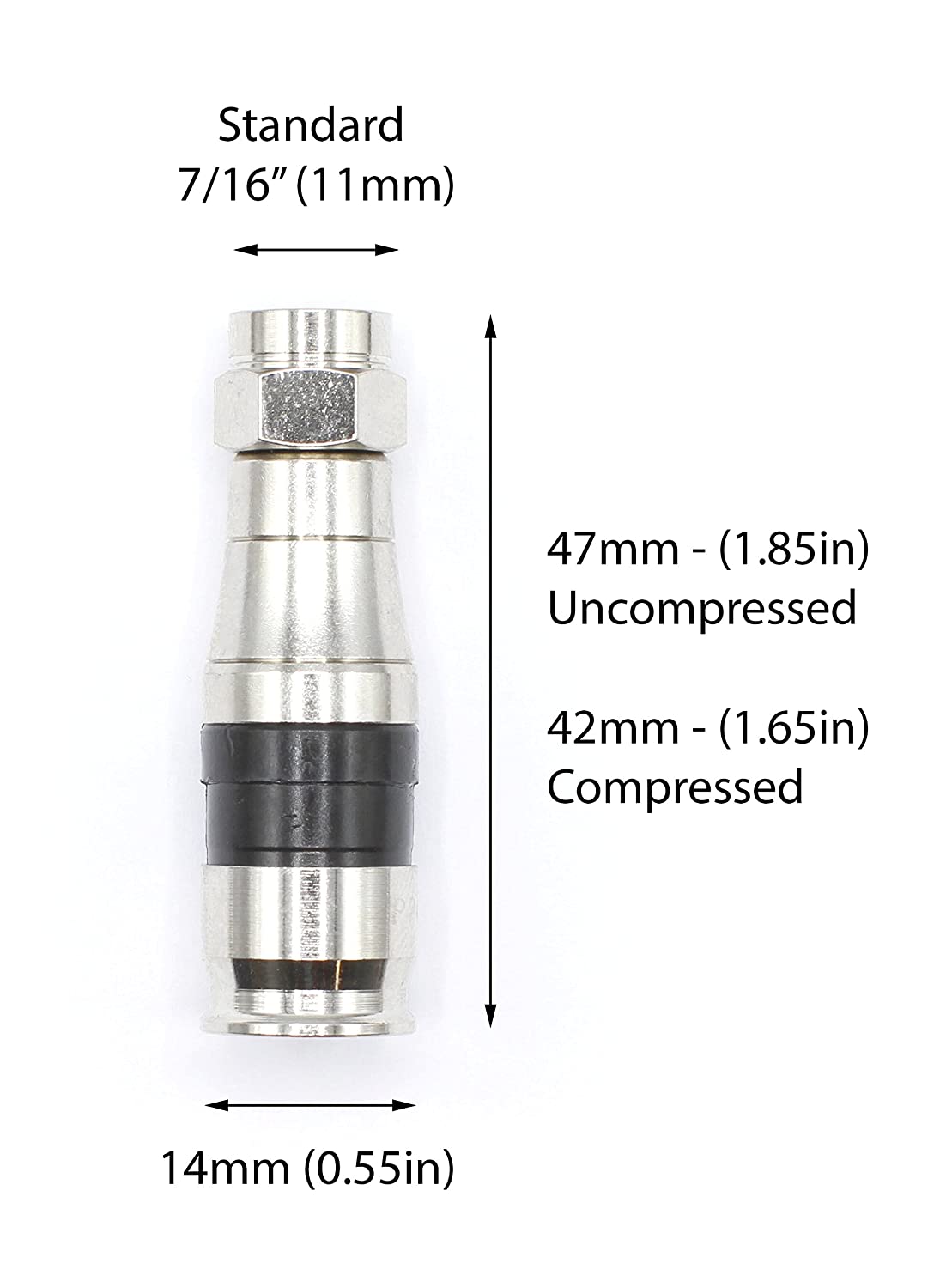 Coaxial Cable Compression Fitting - Connector Multipack for RG59, RG6, and RG11 Coax Cable - with Weather Seal O Ring and Water Tight Grip (25 Pack of Each - 75 Connectors Total)