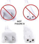 Polarized 2 Prong Power Cord with Copper Wire Core - (Square/Round) for Satellite, CATV, Game Systems, and More - NEMA 1-15P to C7 C8 / IEC320 - UL Listed - White, 15 Feet (4.5 Meter) Power Cable