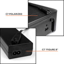 2 Slot Power Cord Two Pack - Includes Both Types: Polarized (Squared End) and Non-Polarized (Figure 8 End) - NEMA 1-15P to C7 C8 UL Listed - 18 AWG, 10 Amps, 125 Volts - 6 Feet (1.8 Meter), Black