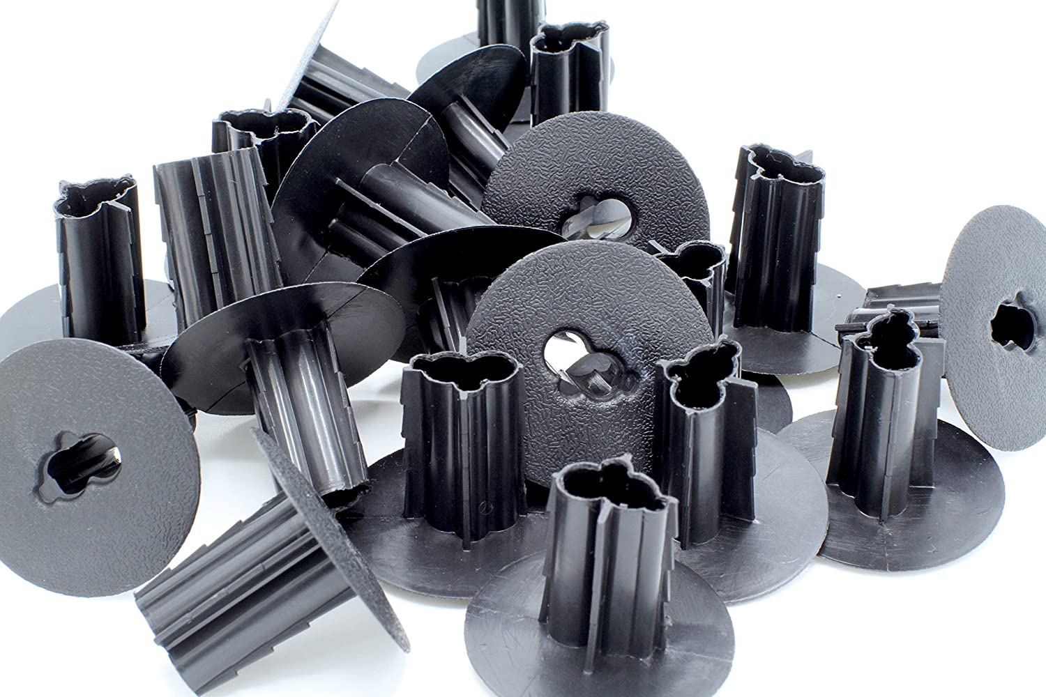 Dual Feed Thru Bushing - (Black) RG6 Feed Through Bushing (Grommet) Replaces Wallplates (Wall Plates) For Coax Coaxial Cable, Network Cable, CCTV - Indoor/ Outdoor Rated - 10 Pack