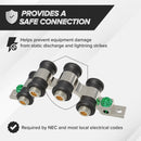 3 GHz High Frequency Ground Block - Quad Port - Weather Seal Boots for Coaxial Cable, Coax F Type approved for Antenna, Satellite Dish, Cable TV - Four Port Grounding - 10 Pack