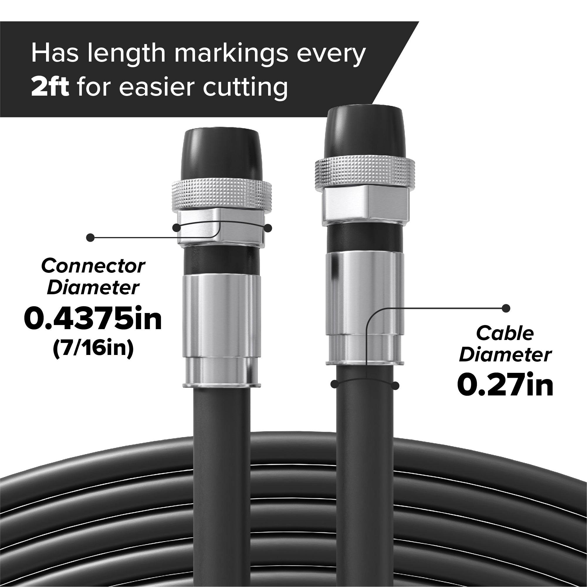40' Feet, Black RG6 Coaxial Cable with rubber booted - Weather Proof Indoor / Outdoor Rated Connectors, F81 / RF, Digital Coax for CATV, Antenna, Internet, Satellite, and more