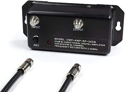 24dB TV Antenna Digital Signal Booster Amplifier for HDTV Cable - w/ Coax Cable