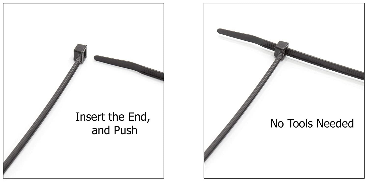 11 inch Black Nylon Zip Ties - Strong Zip Tie, Wire Ties - Indoor and Outdoor Rated -Screw Mounting Hole, Zip Ties (Wire Ties, Cable Ties), 100 Pack - Black - 11"