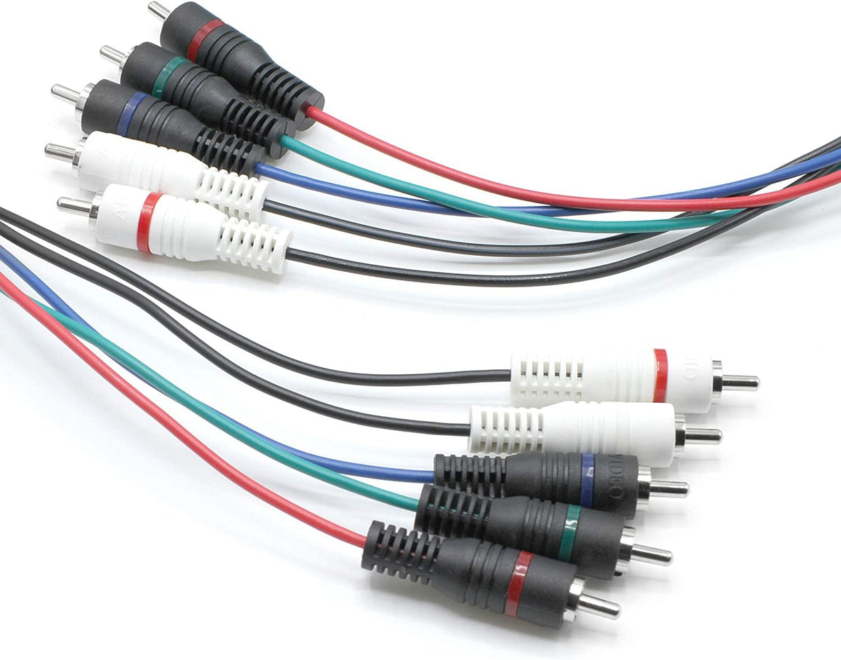 Component and Composite Video Audio Cable - (3 Pack) Quality Plated 5 RCA Cables (12 ft Length) - supports 480i, 480p, 720p and 1080i
