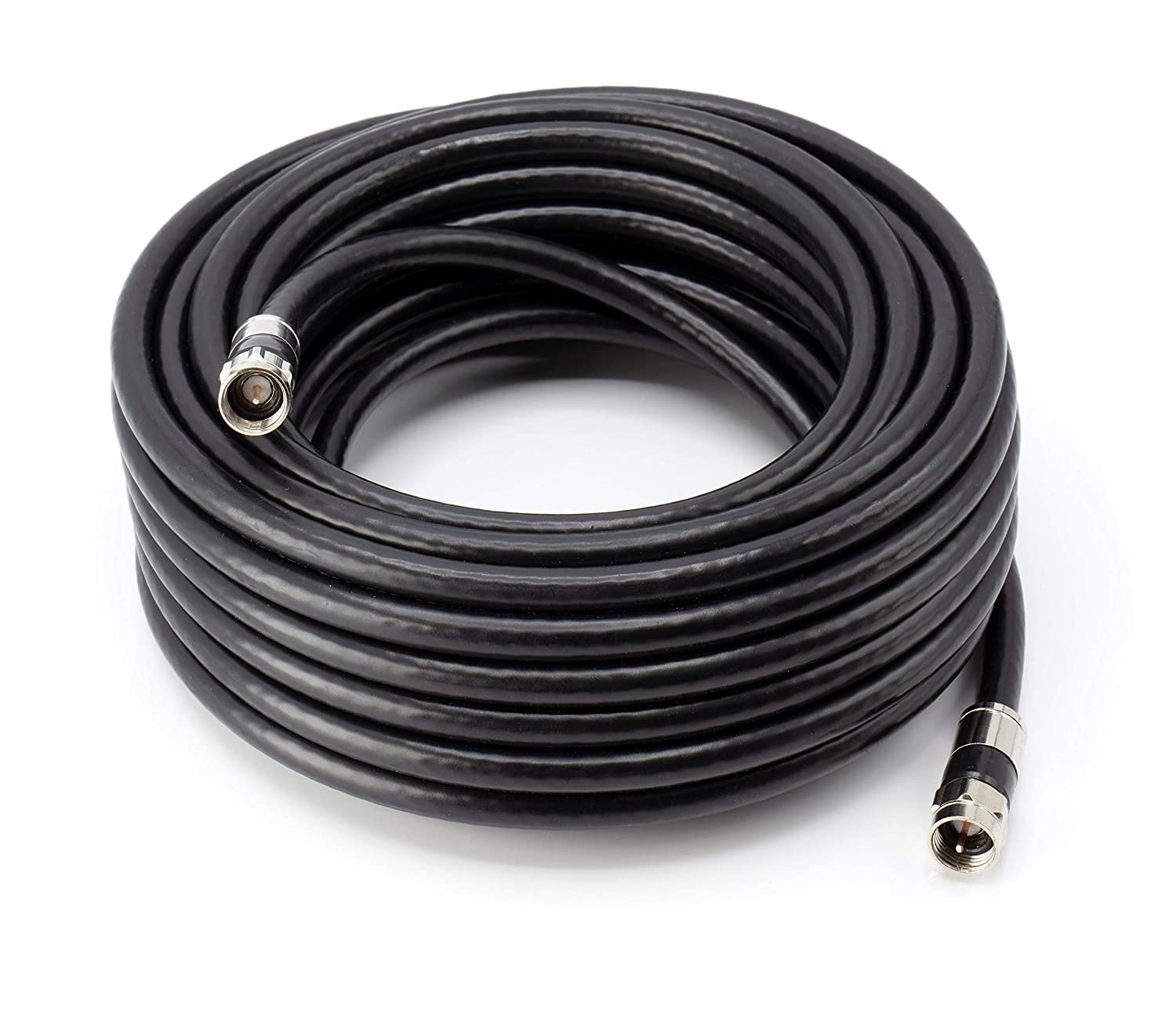 Digital Coaxial Cable Kit with Universal Ends -RG6 Coax Cable and six (6) Piece Adapter Kit includes Male Female RCA BNC F81, and Barrel Connectors - Black, 35 Feet