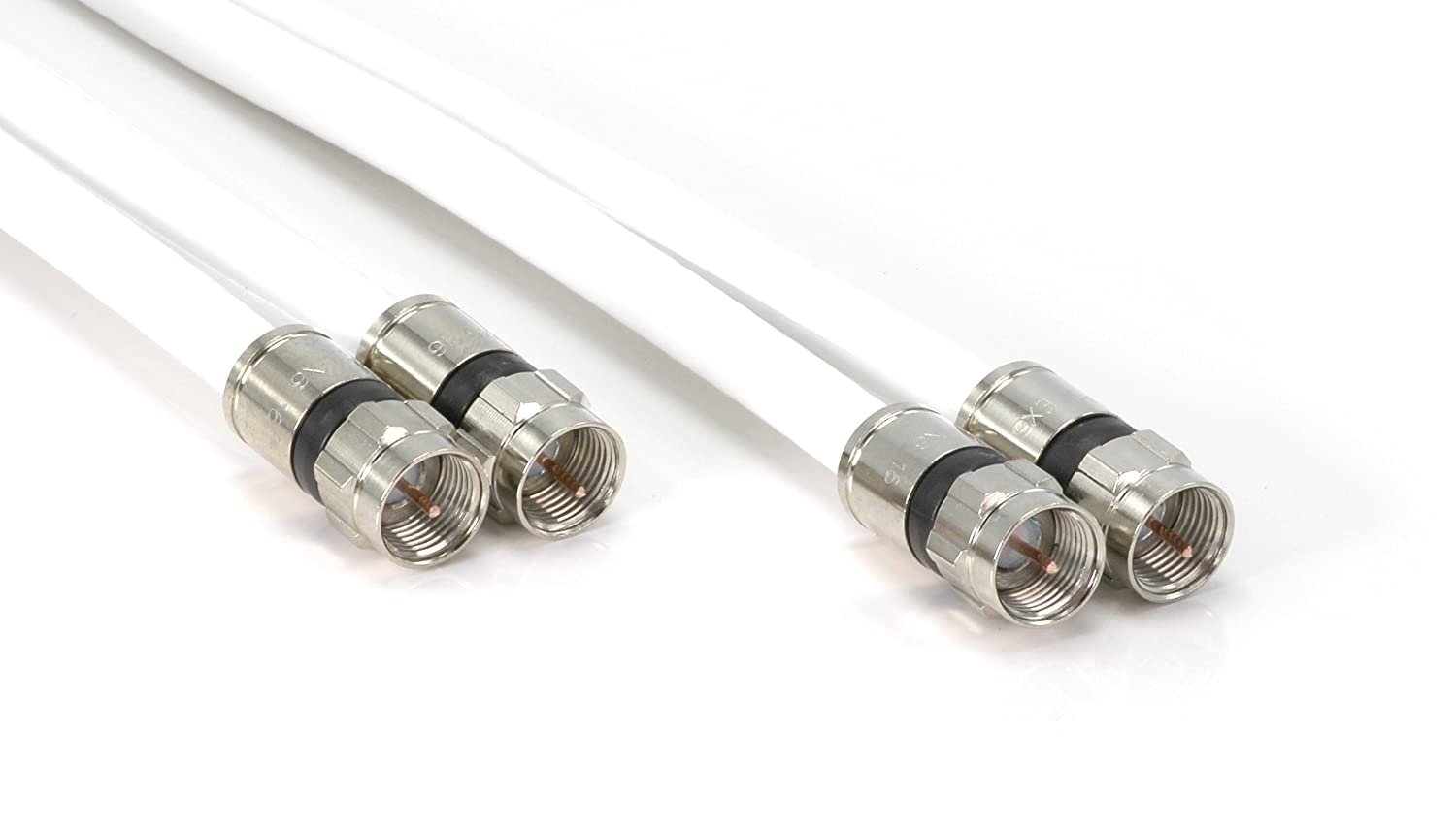 25ft Dual RG6 Coax Twin Coaxial Cable (Siamese Cable) 18AWG Coaxial Cable Satellite, Antenna, & CATV Grade with Weather Proof Compression Connectors, White