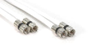 25ft Dual RG6 Coax Twin Coaxial Cable (Siamese Cable) 18AWG Coaxial Cable Satellite, Antenna, & CATV Grade with Weather Proof Compression Connectors, White