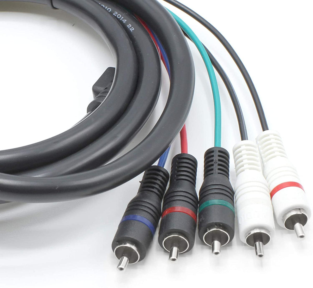 Component and Composite Video Audio Cable - (3 Pack) Quality Plated 5 RCA Cables (12 ft Length) - supports 480i, 480p, 720p and 1080i