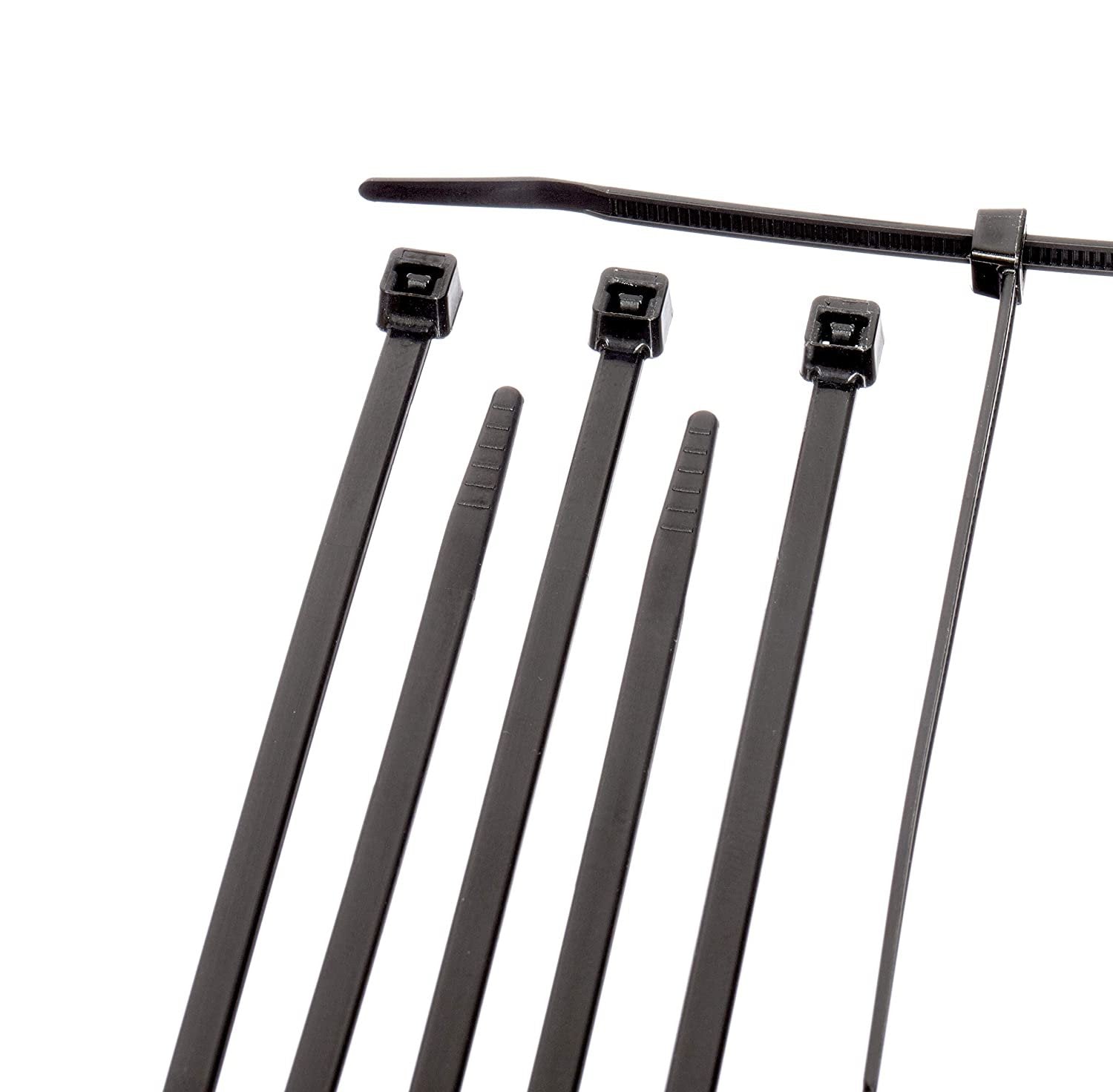 17 inch Black Nylon Zip Ties - Strong Zip Tie, Wire Ties - Indoor and Outdoor Rated - No Tools Needed , Zip Ties (Wire Ties, Cable Ties), 100 Pack - Black - 17"