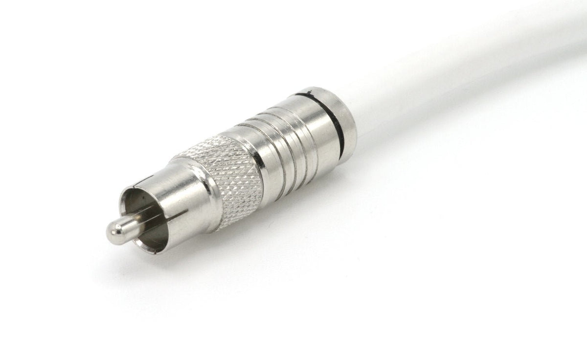 Digital Audio Cable - Digital Coaxial Cable with RCA connections, 75 Ohm - Low and Hgh Frequency RG6 Coax - Subwoofer Cable - (S/PDIF) White RCA Cable, 6 Feet