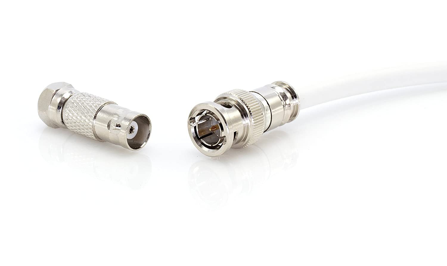 BNC Cable, White RG6 HD-SDI and SDI Cable (with two male BNC Connections) - 75 Ohm, Professional Grade, Low Loss Cable - 100 feet (100')