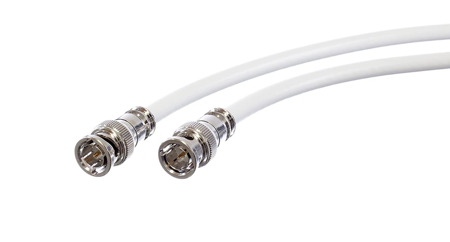 BNC Cable, White RG6 HD-SDI and SDI Cable (with two male BNC Connections) - 75 Ohm, Professional Grade, Low Loss Cable - 35 feet (35')
