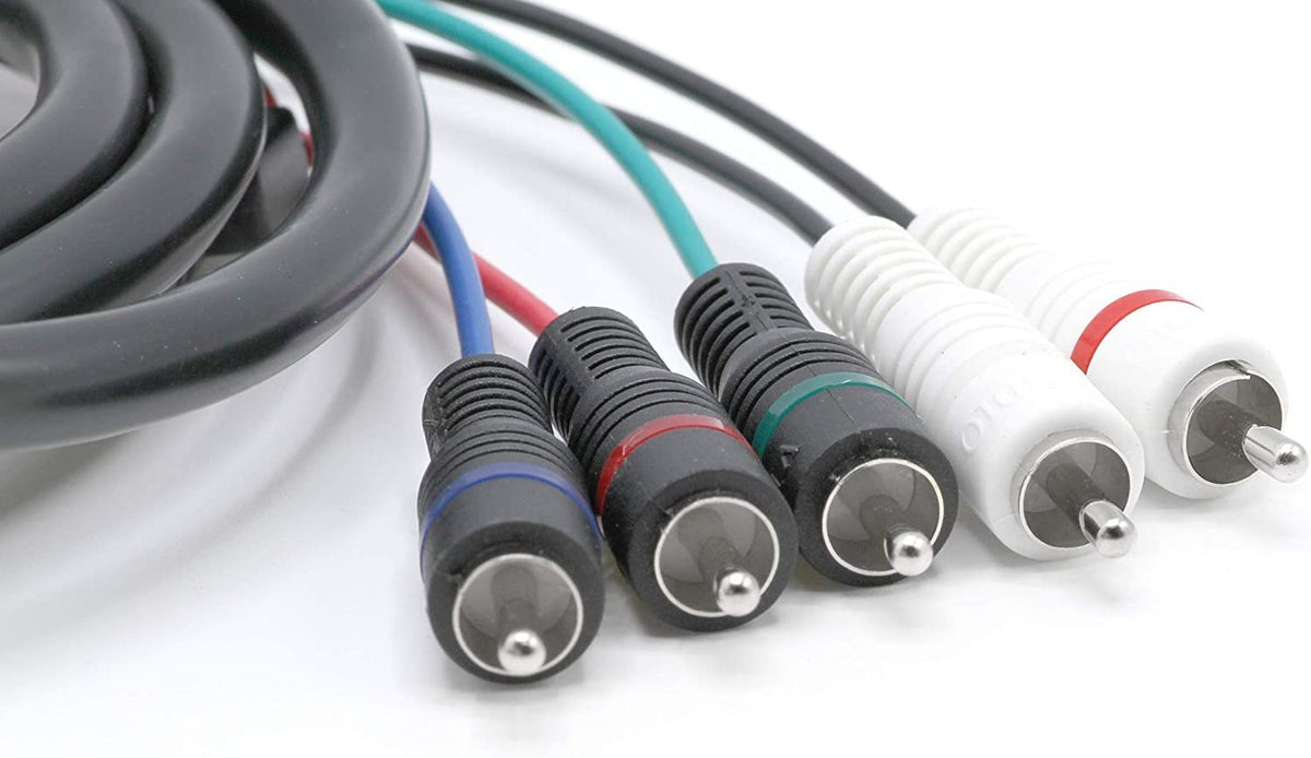 Component and Composite Video Audio Cable - (3 Pack) Quality Plated 5 RCA Cables (12 ft Length) - supports 480i, 480p, 720p and 1080i
