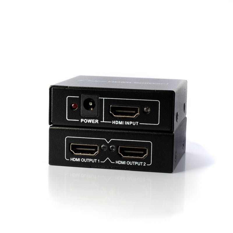 HD 1X2 HDMI Splitter Powered Kit - 2 Port Hub 1 in 2 Out - 2 HDMI Powered Splitter Box - 1080P, 2K, 3D, 4K, UHD, HDCP, YUV, HDR - Dual Monitor - Includes 4K and UHD - and HDMI Cable