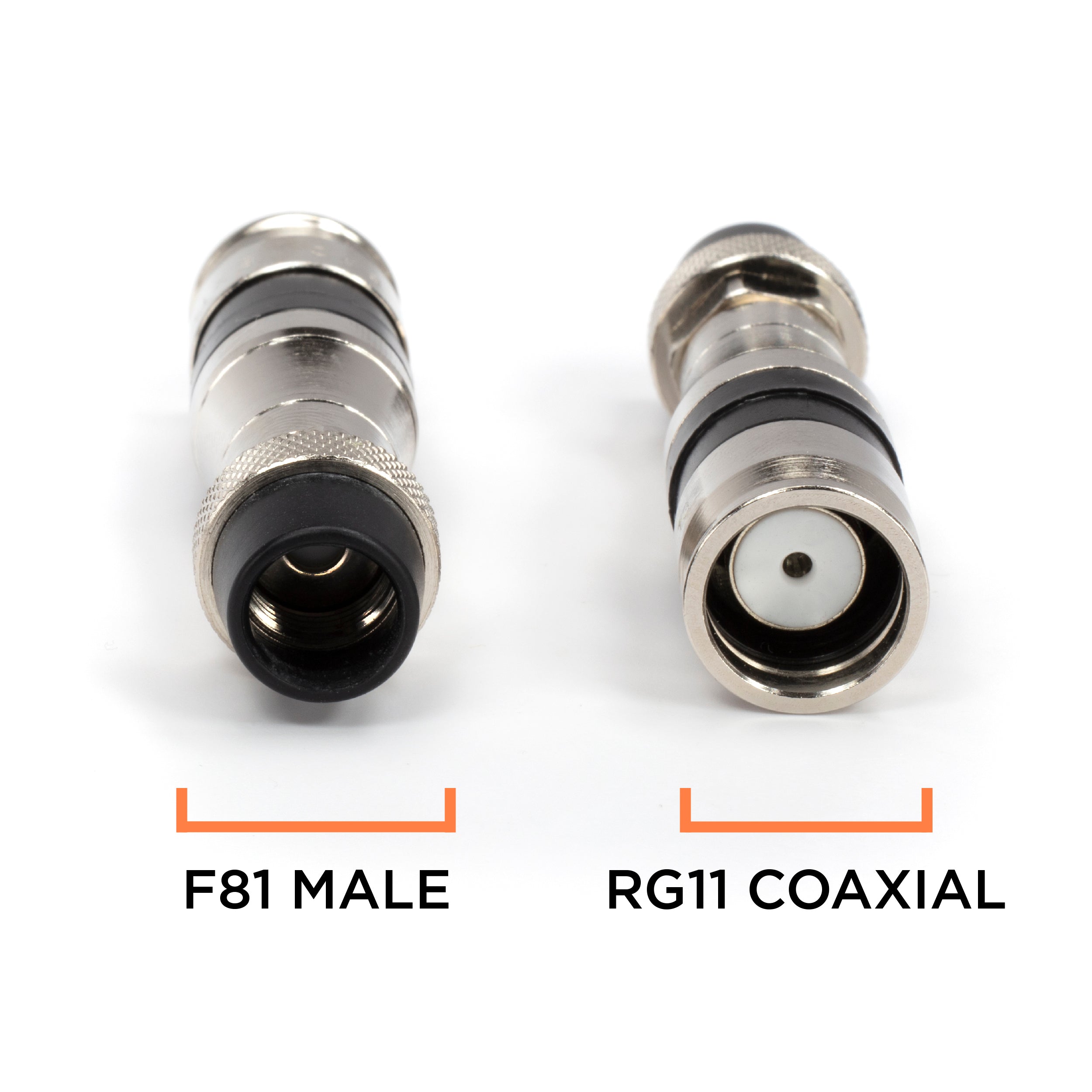 Coaxial Cable Compression Fitting Connector - for RG11 Coax Cable - with Weather Seal O Ring, Weather Boot, and Water Tight Grip (10 Pack)