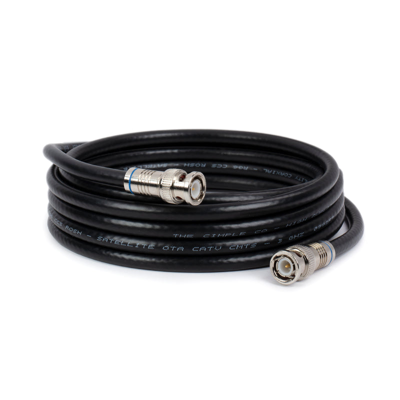 BNC Cable, Black RG6 HD-SDI and SDI Cable (with two male BNC Connections) - 75 Ohm, Professional Grade, Low Loss Cable - 25 feet (25')