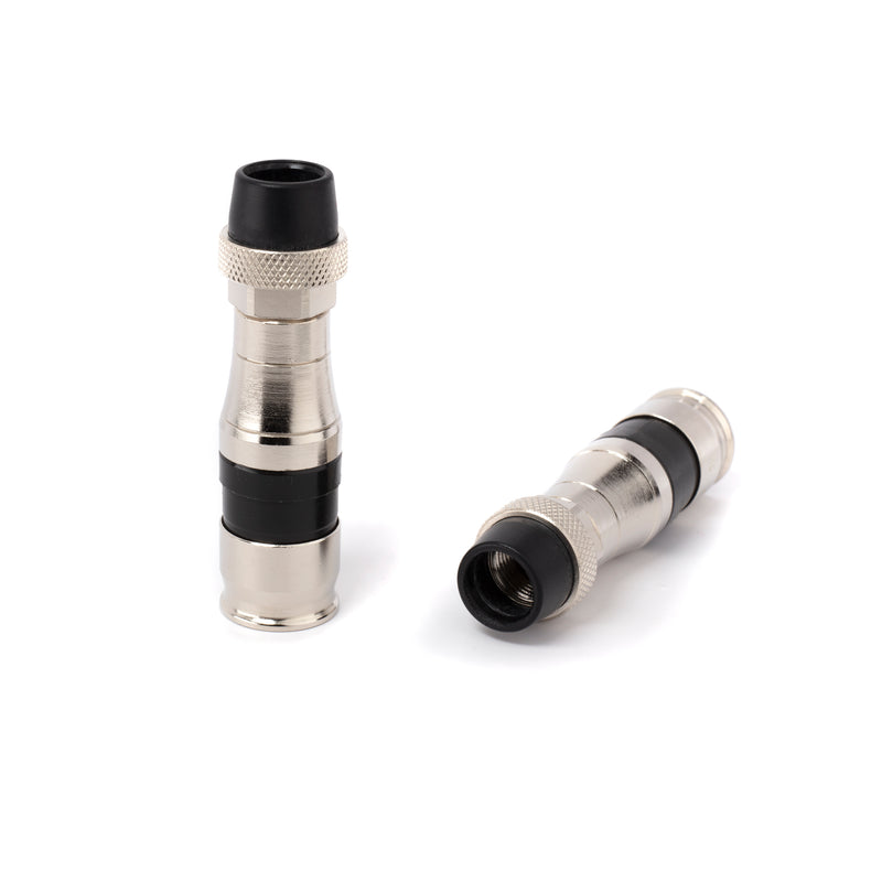 Coaxial Cable Compression Fitting Connector - for RG11 Coax Cable - with Weather Seal O Ring, Weather Boot, and Water Tight Grip (100 Pack)