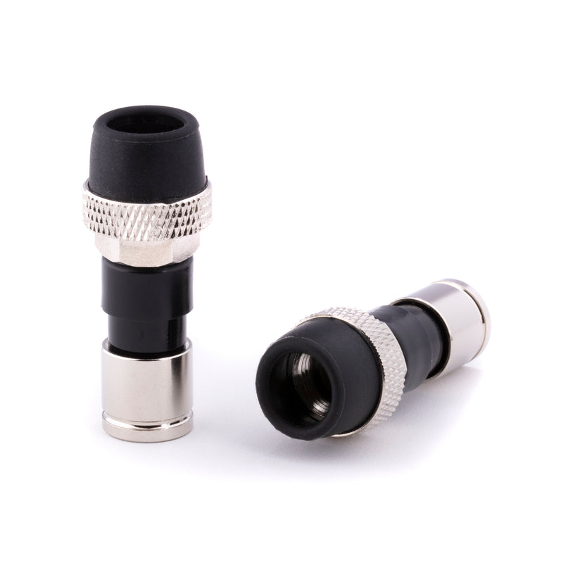 Coaxial Cable Compression Fitting Connector - for RG59 Coax Cable - with Weather Seal O Ring, Weather Boot, and Water Tight Grip (4 Pack)