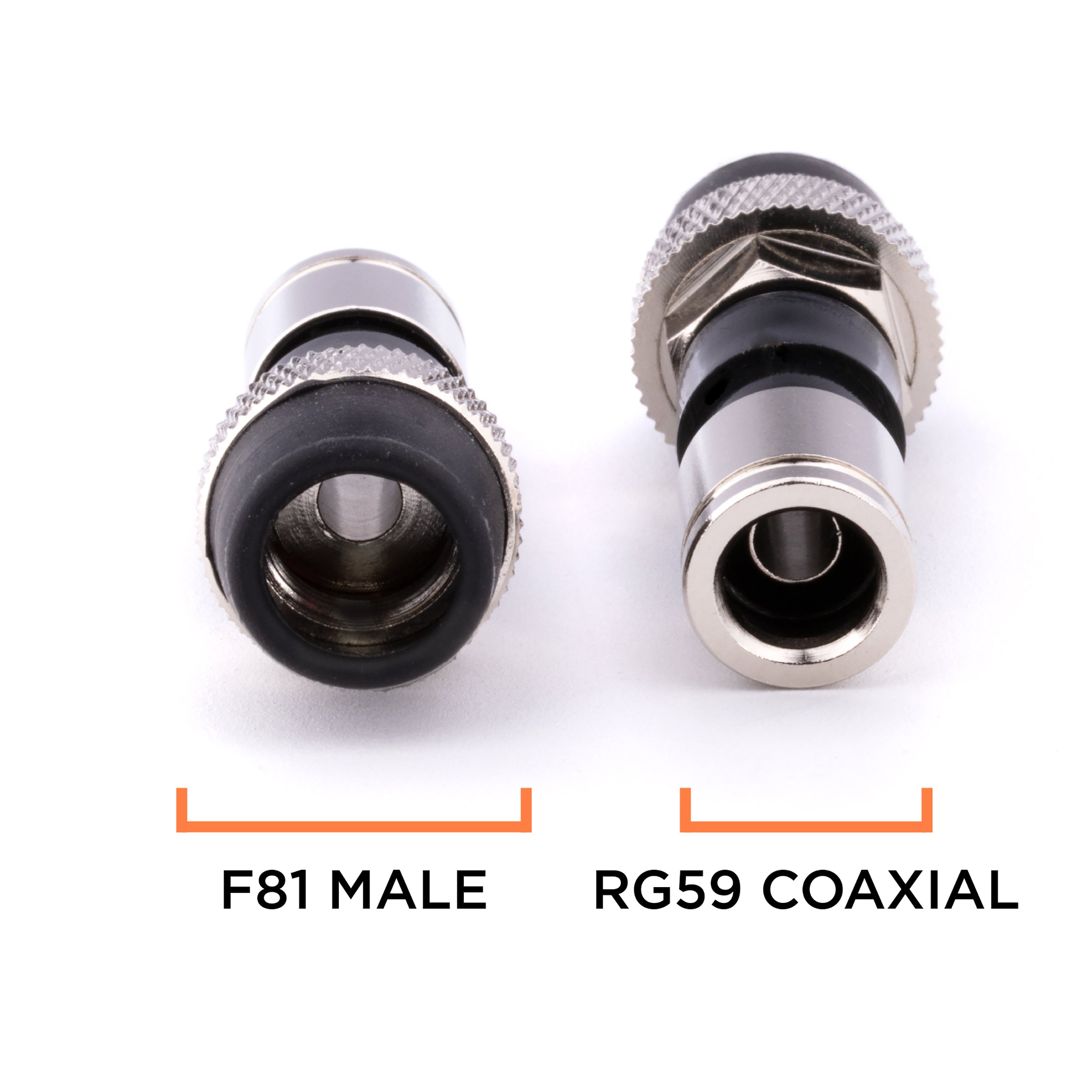Coaxial Cable Compression Fitting Connector - for RG59 Coax Cable - with Weather Seal O Ring, Weather Boot, and Water Tight Grip (50 Pack)