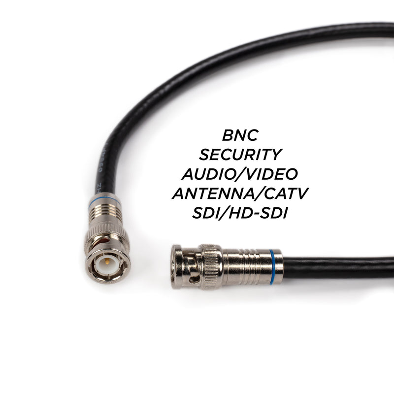 BNC Cable, Black RG6 HD-SDI and SDI Cable (with two male BNC Connections) - 75 Ohm, Professional Grade, Low Loss Cable - 125 feet (125')