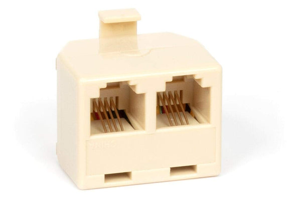 Duplex Modular Phone Wall Jack Adapter (IVORY) RJ11 - Splitter | One Pack