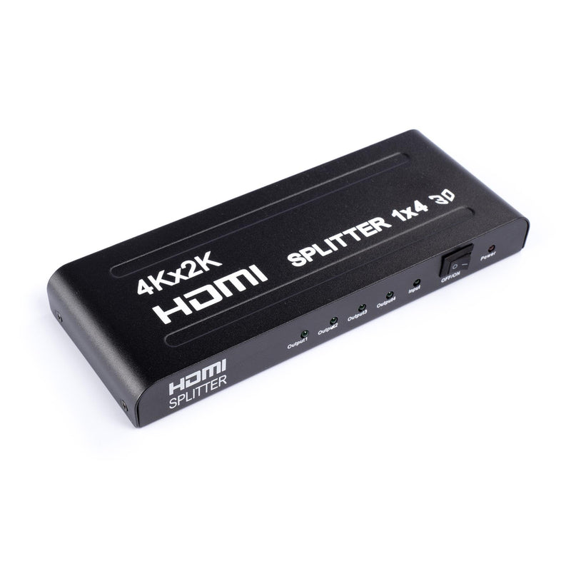 HD 1X4 HDMI Splitter Powered Kit - 4 Port Hub 1 in 4 Out - 4 HDMI Powered Splitter Box - 1080P, 2K, 3D, 4K, UHD, HDCP, YUV, HDR - Quad Monitor - Includes 4K and UHD - and HDMI Cable