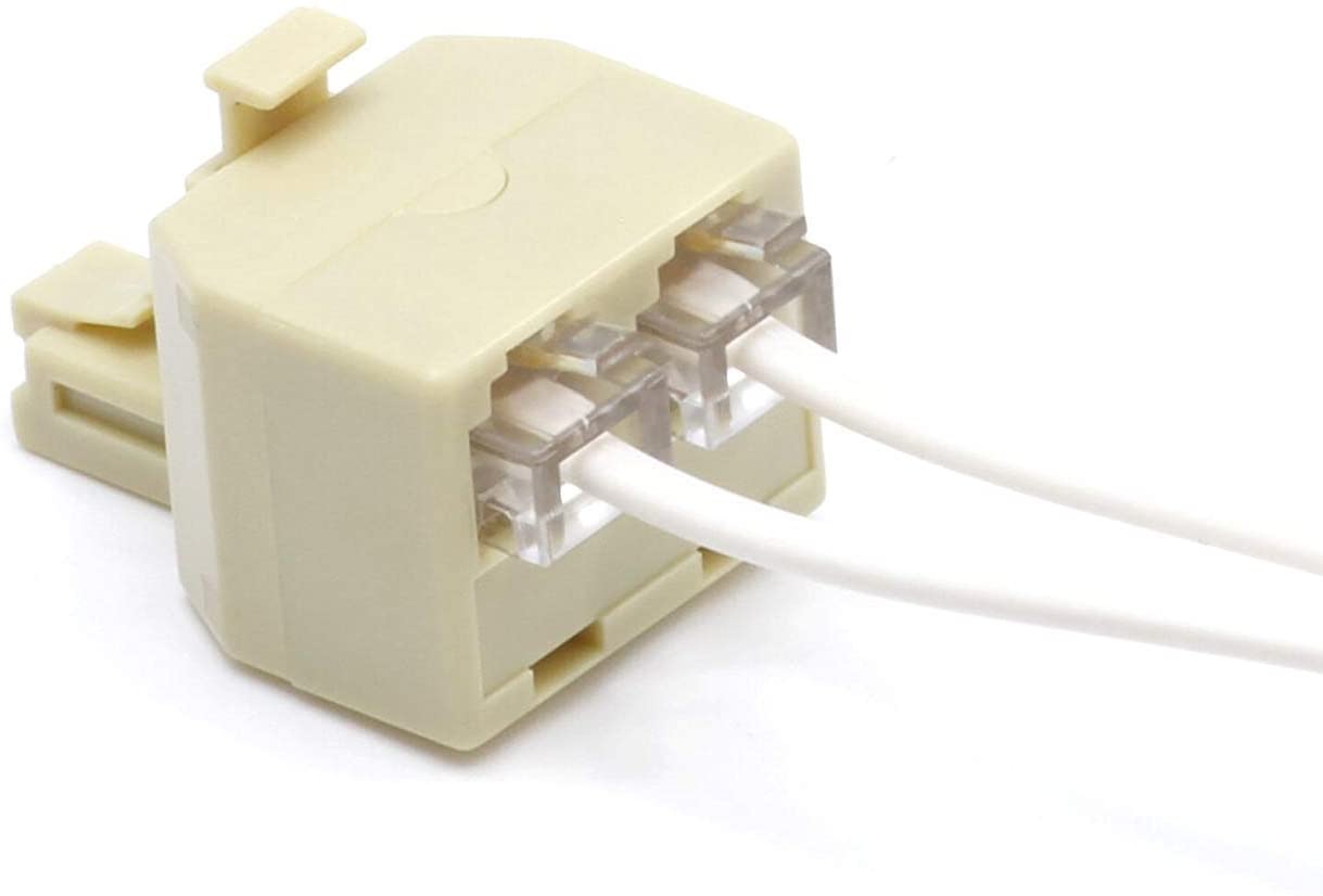 Duplex Jack Phone Wall Adapter - 2 Pack, Ivory - 2-Way Phone Splitter (2 Lines) Wall Jack Phone RJ11 Adapter